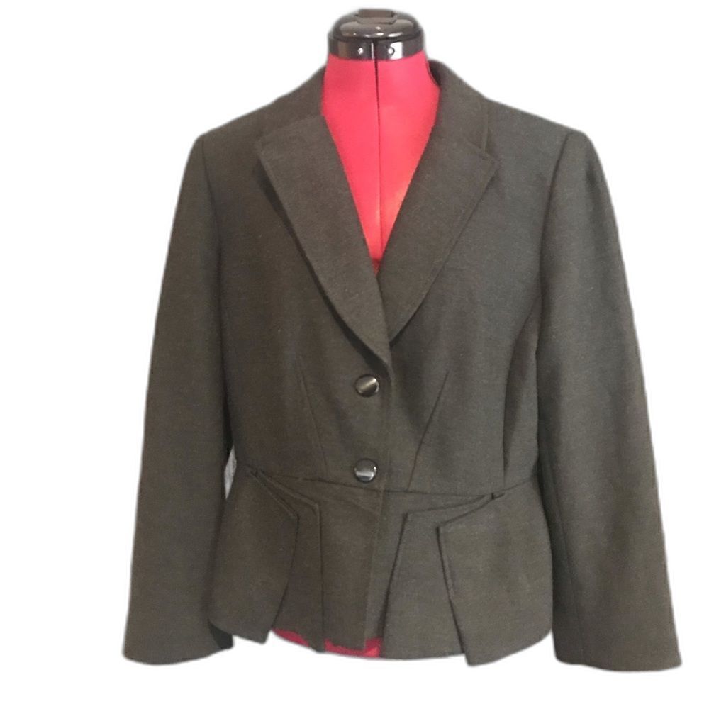 Antonio Melani Blazer Women’s Size 14 Black/Grey Long Sleeve Button Front